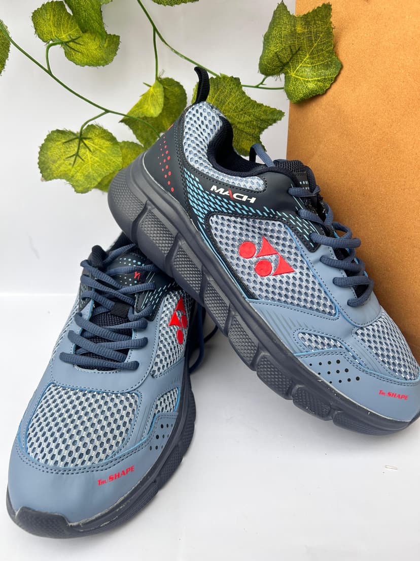 Steel Blue Mesh Court Sneakers